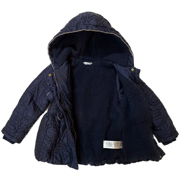 Marc Jacobs Girls 3T-5T Winter Jacket Quilted Navy Hooded - Picture 3 of 3